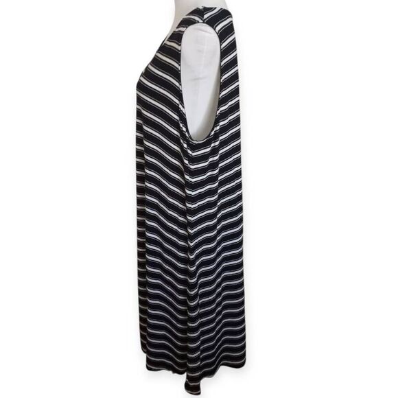 AVA & VIV BLACK & WHITE STRIPE SLEEVELESS DRESS SZ.1X EUC. - Picture 3 of 5